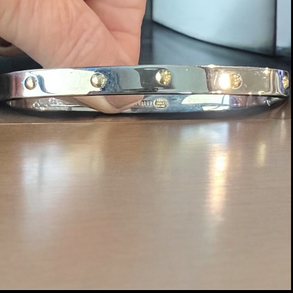Milor Two-Tone Silver and Gold Stud Bangle Bracelet